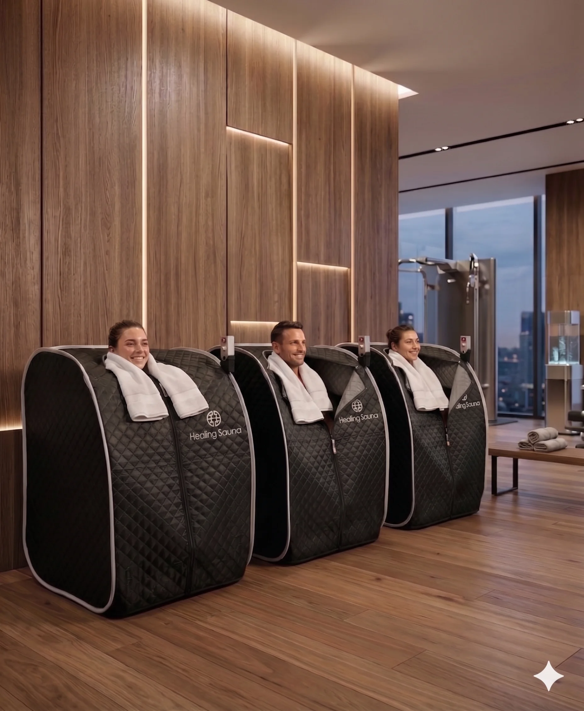 Healing Sauna in a luxury highrise gym